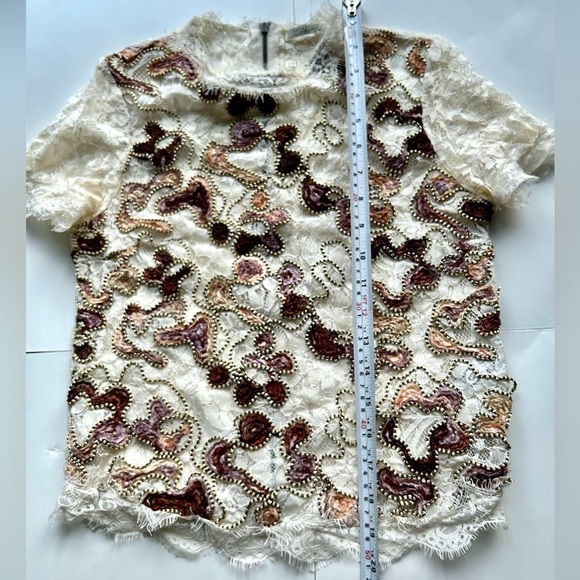 Zara Ecru Multicolored Lace Top Small embroidered - Picture 8 of 13